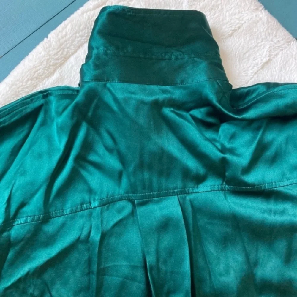 ❌SOLD❌ Banana Republic NEW Muse Silk Maxi Shirtdress in Emerald Green size L - Picture 11 of 17